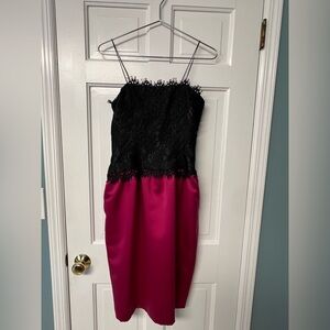 Early 90’s Custom Made Raspberry Pink/Black Cocktail Dress Felice Westfield, NJ